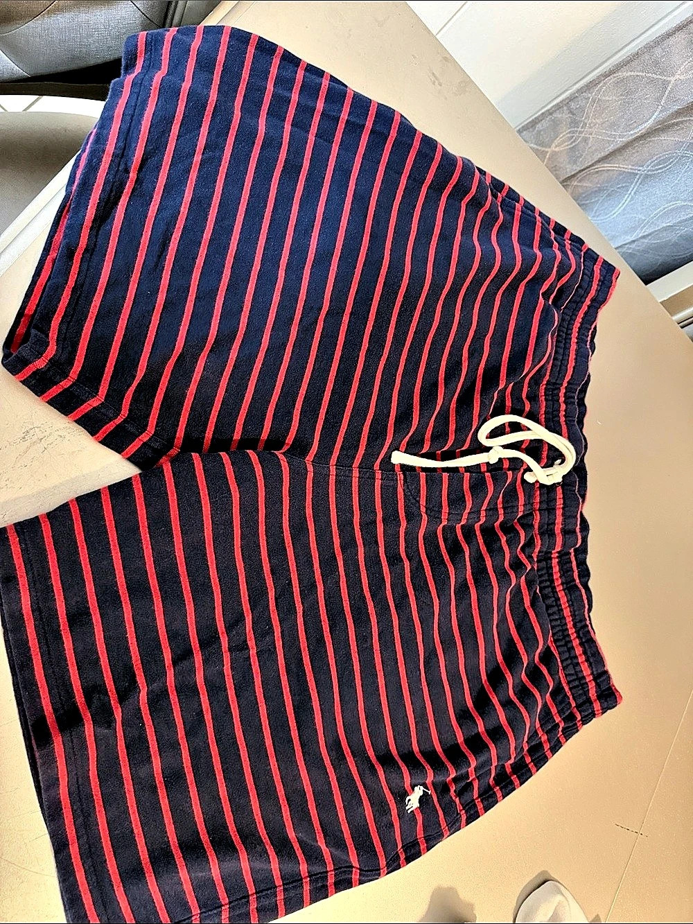 Polo Ralph Lauren Logo Striped Fleece Sweatshorts XXL Black & Red